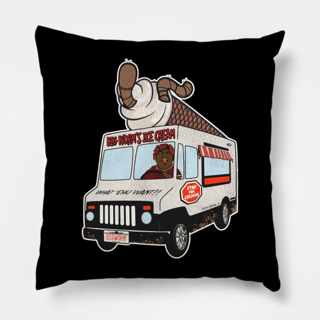 Big Worm's Ice Cream Truck Pillow by darklordpug