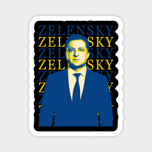 Volodymyr Zelensky - retro flag color Magnet