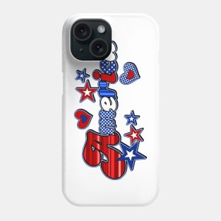 America, Red White and Blue, Stars and Hearts Phone Case