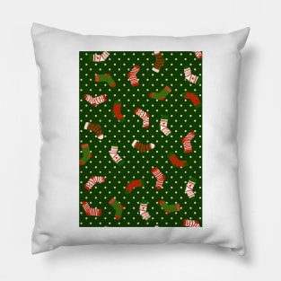 Christmas sock illustration, cute polka dot holiday pattern 2 Pillow