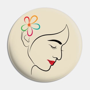 girl with flower Pin