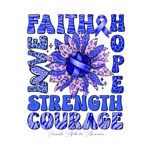 Juvenile Arthritis Awareness - Sunflower strong faith love T-Shirt