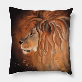 Watercolor lion portrait illustration by Renatta Zare Pillow