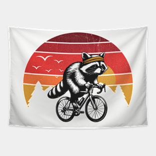 Cycling Raccoon Tapestry