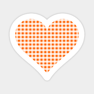 Orange and White Gingham Heart Magnet