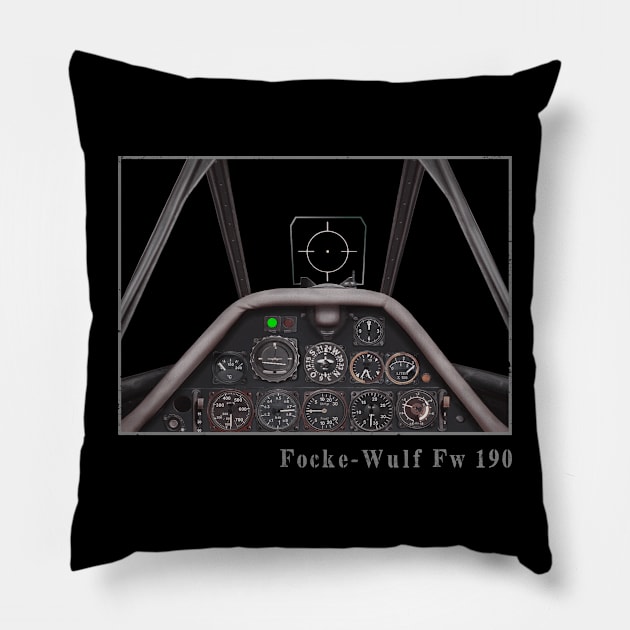 Cockpit Instruments FW-190 fighter aircraft WW2 Pillow by Jose Luiz Filho