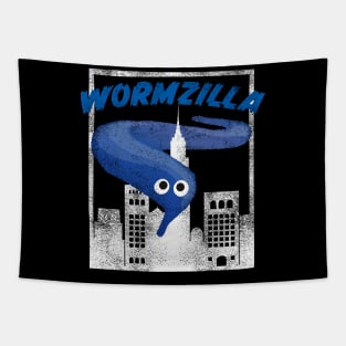 Blue Worm On A String Meme Wormzilla Retro Japanese Style Tapestry