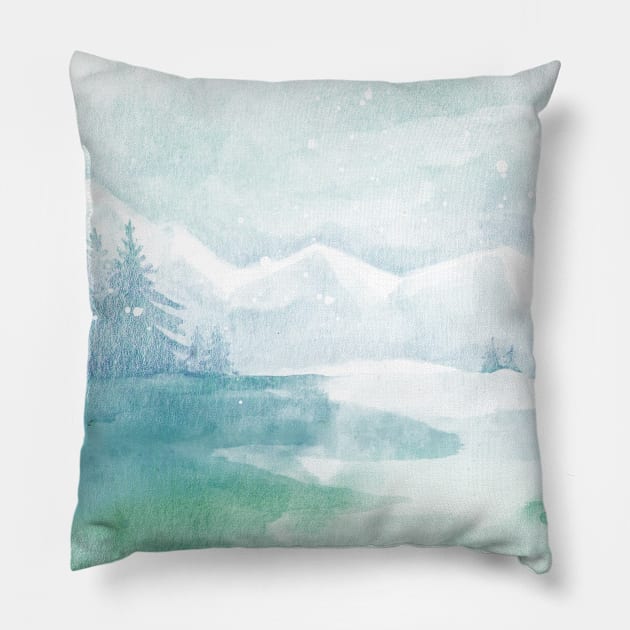 Snowy Peaks Pillow by Printable Pretty