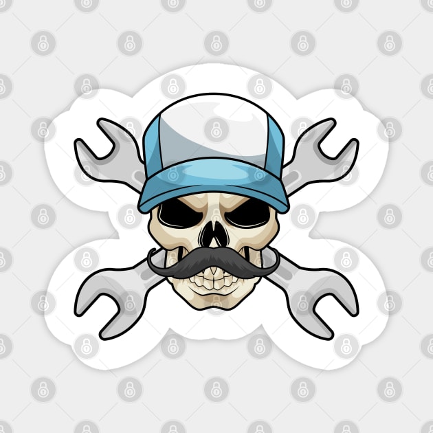 Skull with Mustache & Wrench Magnet by Markus Schnabel