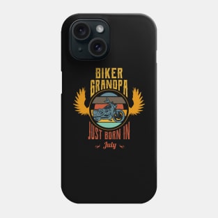 Biker grandpa just born in july Phone Case