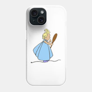 cute little girl blue dress looking in mirror Phone Case