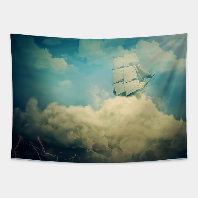 air floating boat Tapestry by psychoshadow