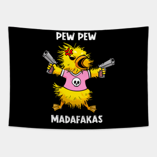 Feathered Firepower: The Quacktastic PEW PEW Duck Design Tapestry