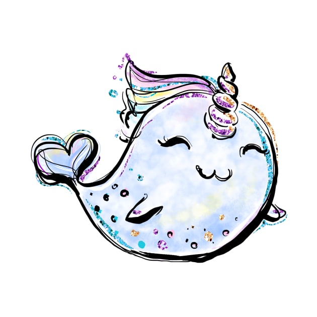 Unicorn Whale, Cute Unicorn Narwal by FitMeShirts