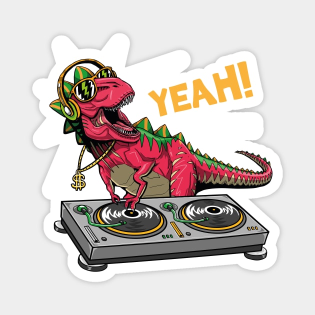 Dj Dinosaur Turntable Magnet by WorldDinosaurs