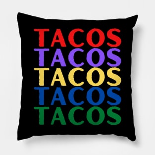 "TACOS" Taco Lover Multicolor Letters Pillow