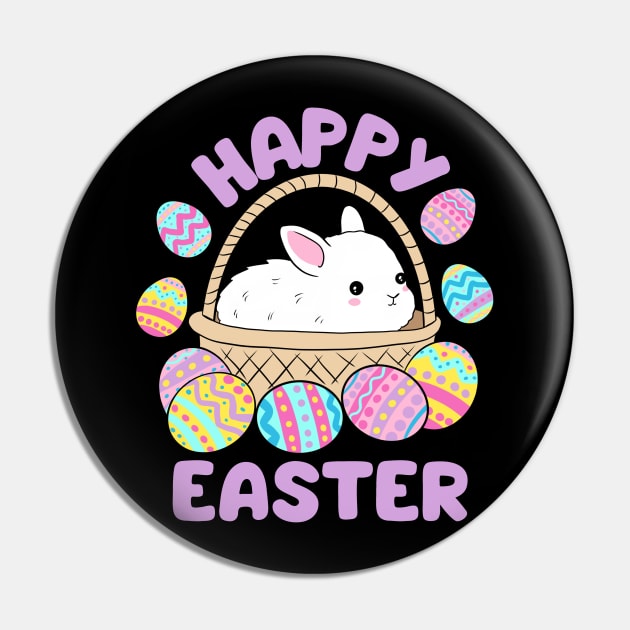 Happy easter a cute little Easter bunny in a basket surrounded by easter eggs Pin by Yarafantasyart