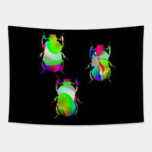 Psychedelic Beetles Silhouette Art Tapestry