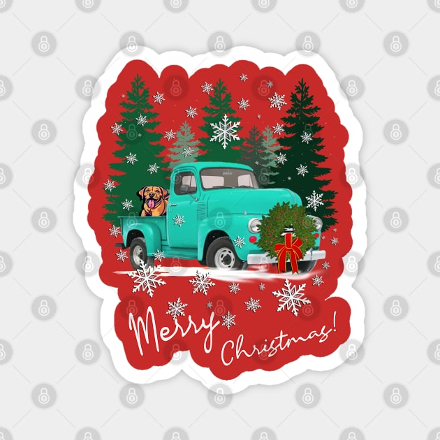 Merry Christmas Vintage Truck & Dog in Snow Magnet by tamdevo1