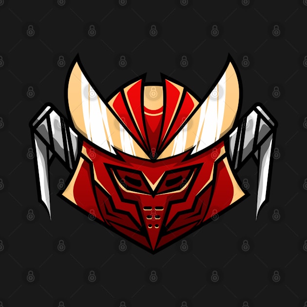 samurai robot head vector character by fandi.creations