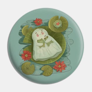 Cute Boo Haw Hugs A Frog In The Lotus Pond Pin