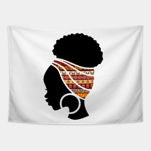 Afro Hair Woman with African Pattern Headwrap Tapestry