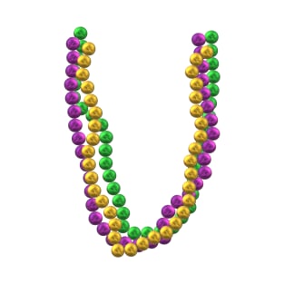 Mardi Gras Bead Necklaces in Purple, Green and Gold (White Background) T-Shirt