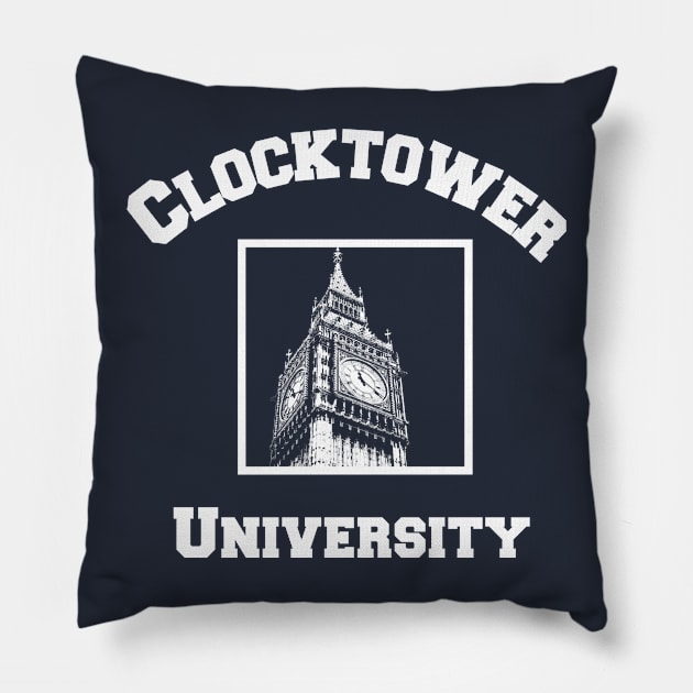 Clocktower University Shirt (Light text, Modern style) Pillow by Minimality