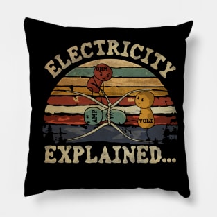 VINTAGE NEW COLOR ELECTRICITY EXPLAINED Pillow