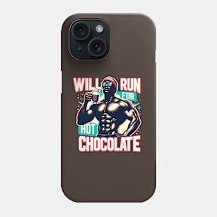 Will Run For Hot Chocolate Lover Funny Fitness Melanin Guy Phone Case