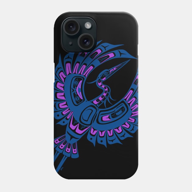 PNW blue heron, in teal and purple Phone Case by Featherlady Studio