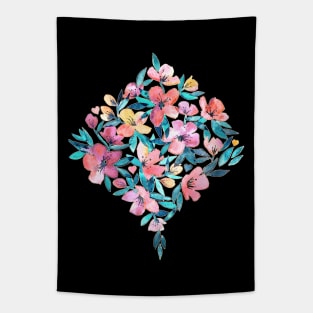 Peach Spring Floral in Watercolors Tapestry