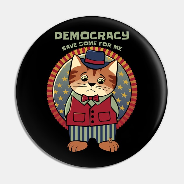 Save Democracy Patriotic Cat Pin by Sue Cervenka