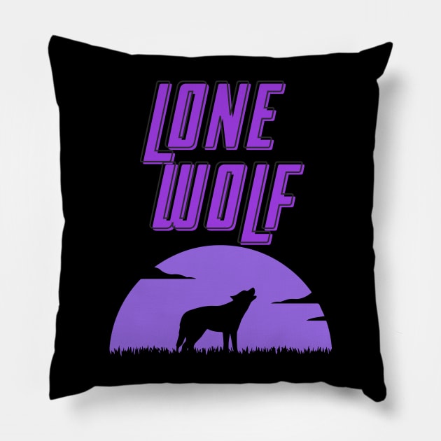 Lone Wolf Purple Pillow by StrikerTees