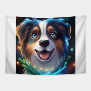 Cute Australian Shepherd Drawing Tapestry