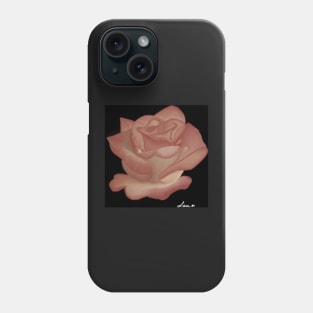 Pink rose on black Phone Case