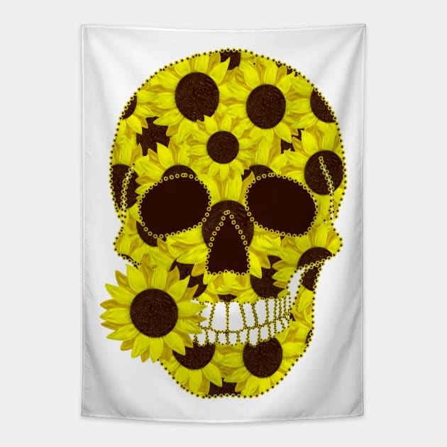 Sunflower Skull Tapestry by Nuletto