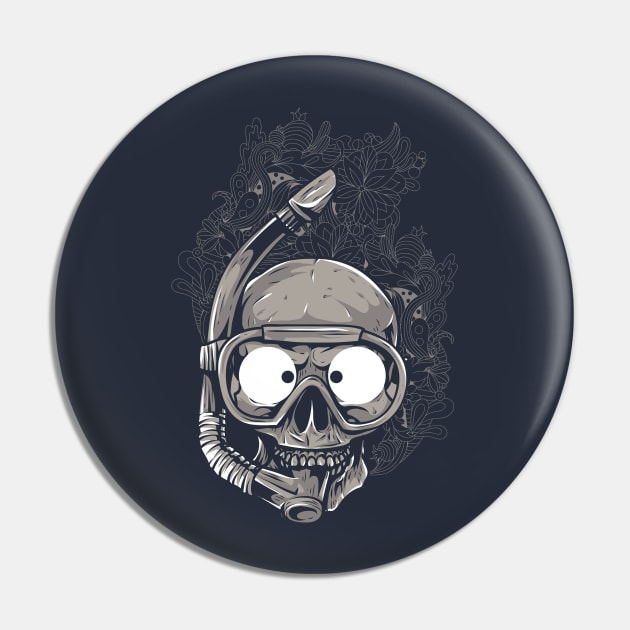 Skull in Scuba Mask Pin by NiceIO