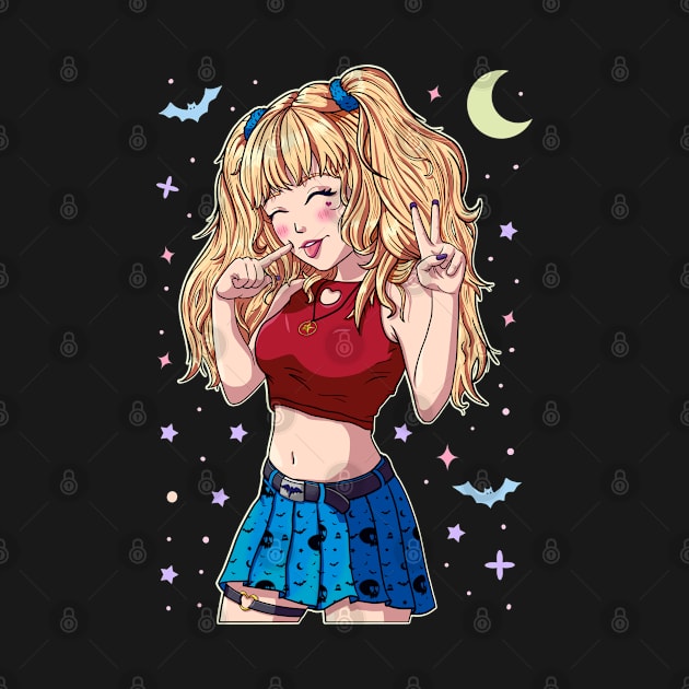 Cute Anime Girl Blonde by Dener Queiroz