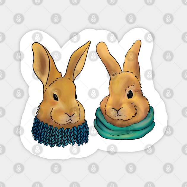 Bunnies in scarves Magnet by senkova