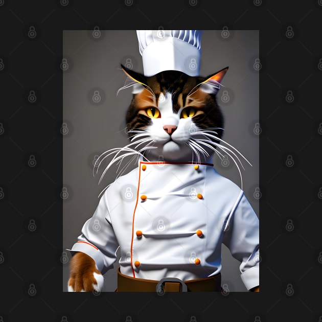 Chef Cat - Modern Digital Art by Ai-michiart