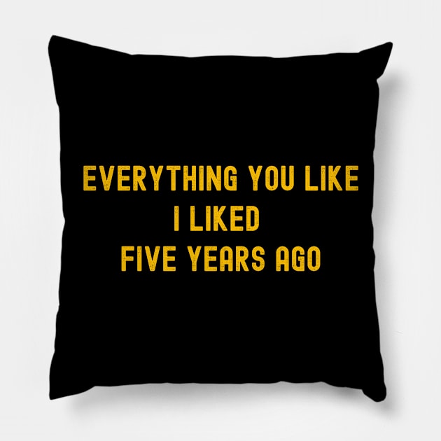 Everything You Like I Liked Five Years Ago Pillow by hippohost