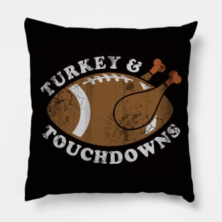 Turkey and Touchdowns Football Thanksgiving Pillow