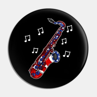 4th July Saxophone USA Flag Saxophonist Musician Pin