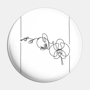 Orchid Flowers Line Drawing - Black Pin