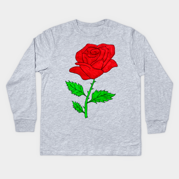 Red Rose Drawing Red Rose Kids Long Sleeve T Shirt Teepublic On plain white inexpensive paper.