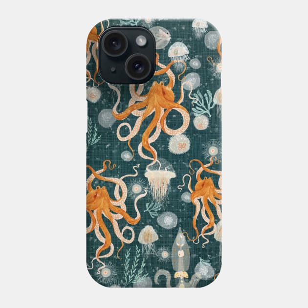 Octopus on midnight Phone Case by katherinequinnillustration