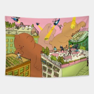 Green Eater Bears Tapestry