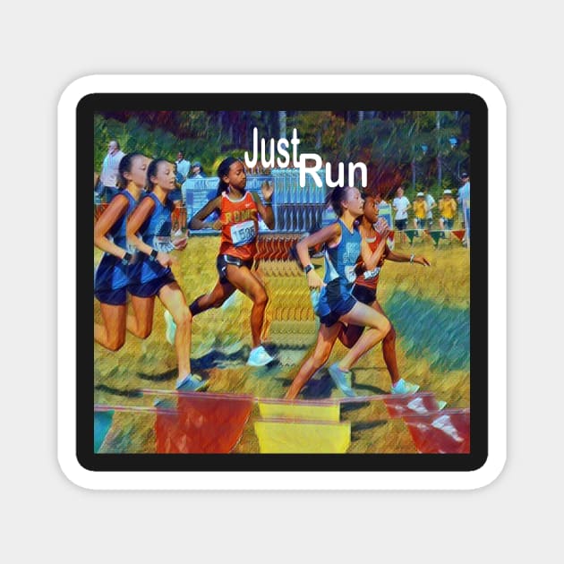 Just Run Running Sports 2020 Olympics Marathon Jog Colorful Pattern Magnet by hispanicworld