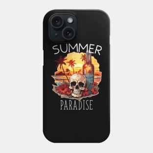 Skull and Empty Bottle - Summer Paradise (White Lettering) Phone Case